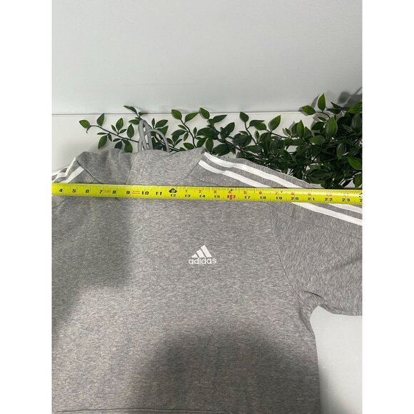 Adidas Gray Hooded Sweatshirt M Mens With White Stripes & Logo - Picture 16 of 16